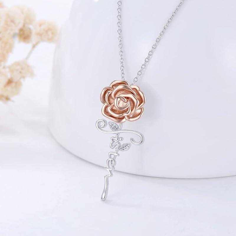 DVEATR Sterling Silver Sunflower & Rose Flower Butterfly & Lotus Pendant - Sister & Friendship Gift for Women