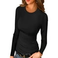 thumbnail image 1 of Anygrew Women Long Sleeve Top Casual Basic Slim Knit Ribbed T Shirt, 1 of 5