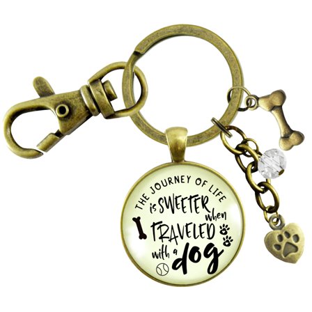 Dog Keychain Life Is Sweeter BFF Friendship Pet Jewelry For Women Paw Bone Charms Key Chain