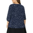 thumbnail image 3 of Agnes Orinda Women's Plus Size Tops Work Round Neck Ruffle Chiffon Blouse Office Top 3X Blue White, 3 of 7