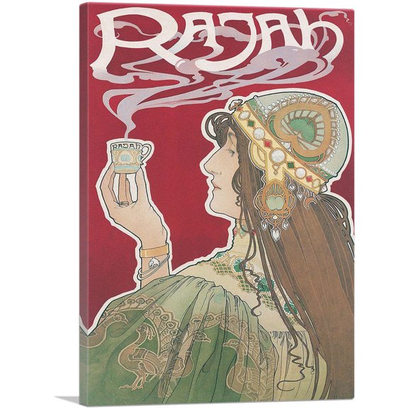 ARTCANVAS Rajah 1899 Canvas Art Print by Henri Privat Livemont - Size: 18" x 12" (1.50" Deep)
