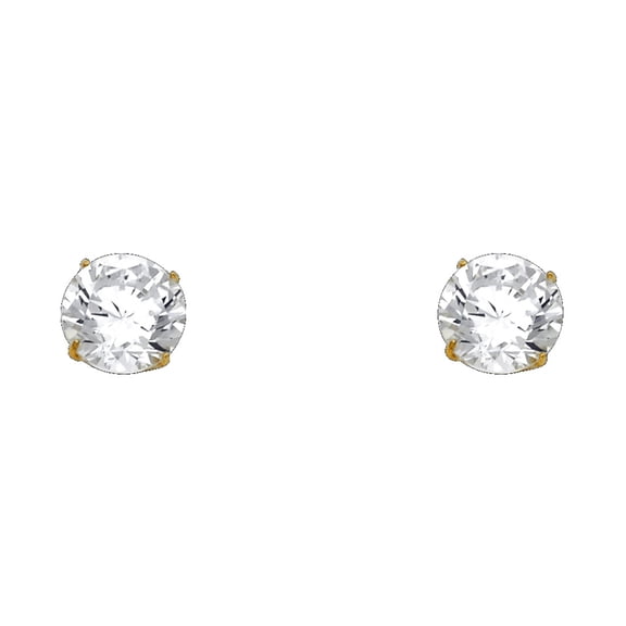 14k Gold 8mm Round Cubic Zirconia Basket Stud Earrings Stud Earring for Women