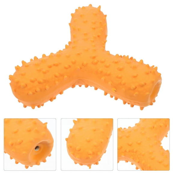LEORX Three Pronged Shape TPR Dog Squeaky Toy 1Pcs for Interactive Playtime and Indoor Use Orange