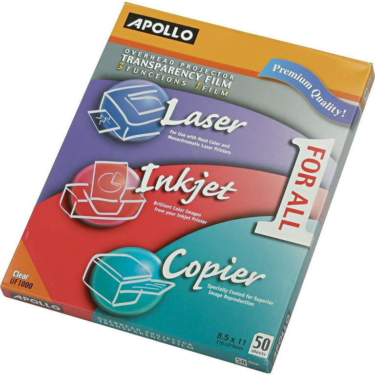 Color Laser/Inkjet Transparency Film, 8.5 x 11, 50/Box Color Laser/Inkjet Transparency Film, 8.5 x 11, 50/Box