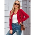 thumbnail image 2 of Chiclily Women's Long Sleeve Cropped Cardigan Casual Crew Neck Button Front Sweater Tops S-2XL, 2 of 8