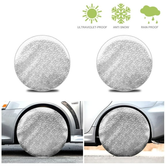 KANCOKIT 4 Pack Waterproof Car Tire Covers, Silver Aluminum Foil Professional Protectors for Truck SUV Trailer Camper RV