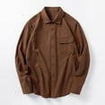 thumbnail image 2 of Miluxas Men's Casual Button Down Shirts Long Sleeve Untucked Shirts Regular Fit Linen Shirt Coffee, 2 of 3