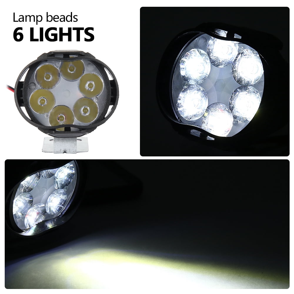 Willstar 2X Motorcycle LED Spot Lights Motorbike Headlight Fog Front Head Lamp 6Bulbs WH