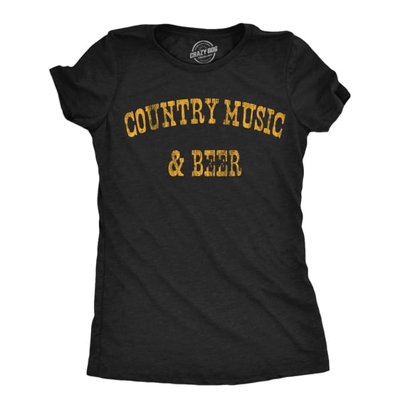 Womens Country Music and Beer Funny T Shirt Sarcastic Graphic Tee for Ladies Womens Graphic Tees