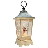 Roman Snowman Wood Lantern Led Swirl Lantern