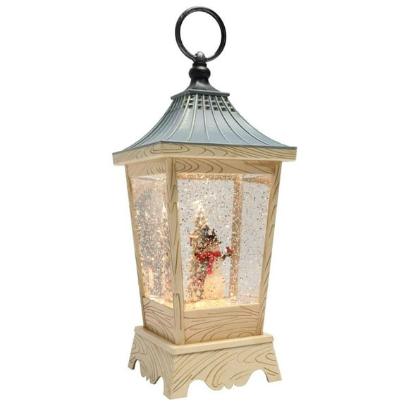 Roman Snowman Wood Lantern Led Swirl Lantern