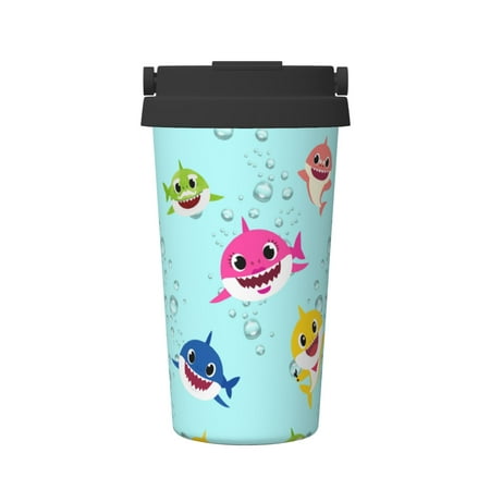 

Insulated Coffee Mug With Lid Funny Cartoon Shark Insulated Tumbler Stainless Steel Coffee Travel Mug With Lid Hot Beverage And Cold Vacuum Portable Thermal Cup Gifts