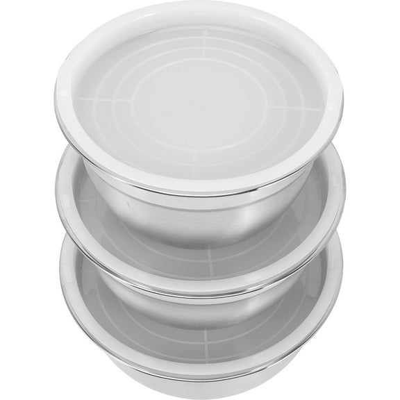 SEWCHICS 3-Piece Stainless Steel Mixing Bowls Set with Lids, , Kitchen Prep and Storage Bowls