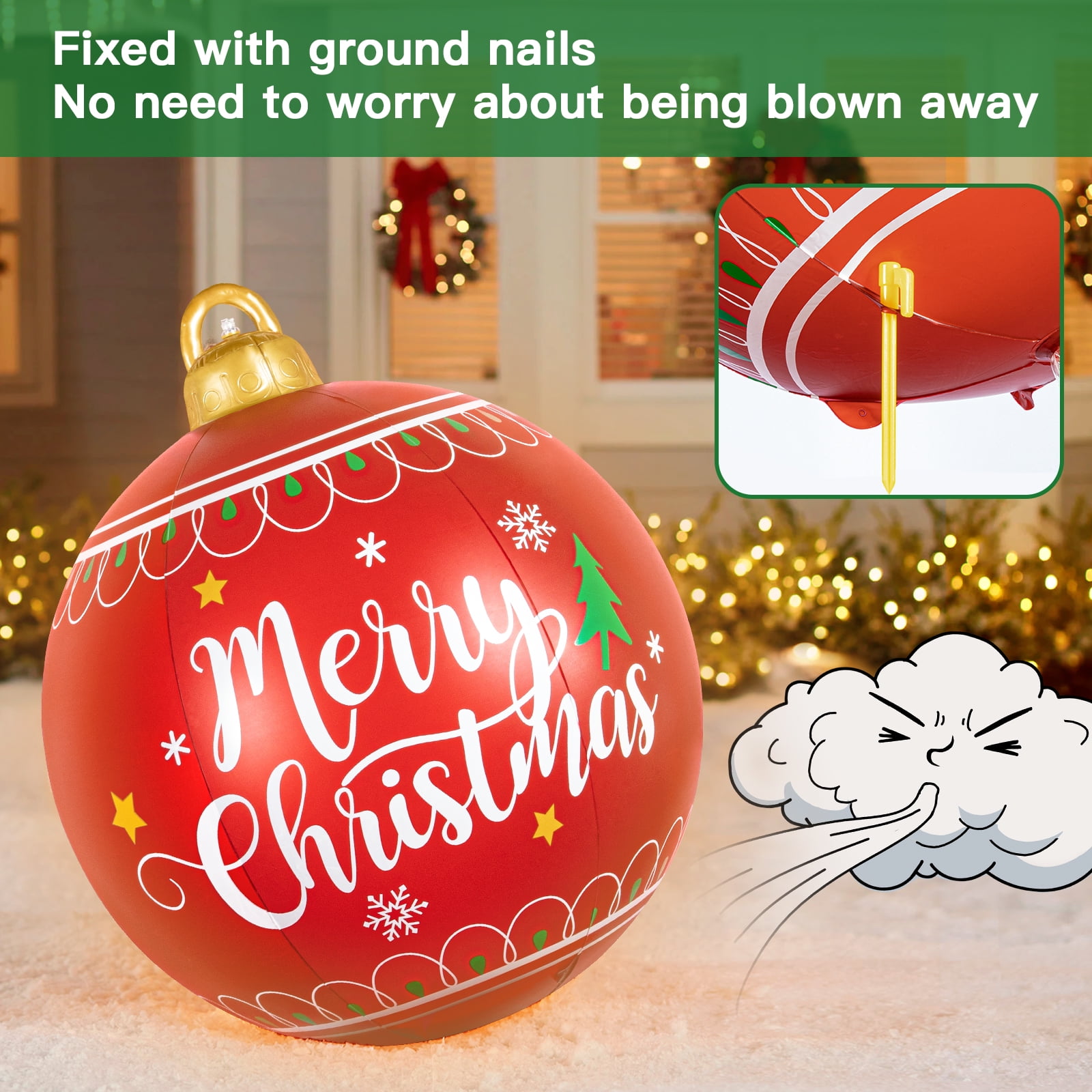 Yardi Yard 2 Pack 24" Outdoor Christmas Ornaments Light Up Inflatable Balls with Remote LED Light for Xmas Tree Hanging Decoration Yardi Yard 2 Pack 24" Outdoor Christmas Ornaments Light Up Inflatable Balls with Remote LED Light for Xmas Tree Hanging Decoration