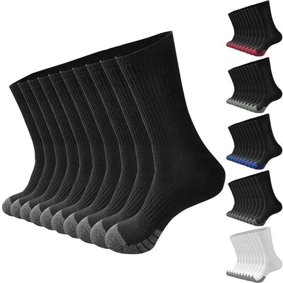 Bxsruta Men's Sweat Absorbing Breathable Running Socks Moisture Wicking Athletic Over The Calf Casual Socks for Sports 10 Pack