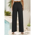 thumbnail image 4 of SANOPY Womens Casual Wide Leg Pants Loose Summer Fall Clothes Pleated Elastic Waist Loose Palazzo Knit Trousers with Pockets, 4 of 5