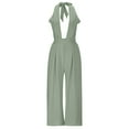 thumbnail image 7 of Lenpel Jumpsuits for Women Fashion Summer Sleeveless Halter Backless Pleated Wide Leg Rompers Party Club Outfits, 7 of 7