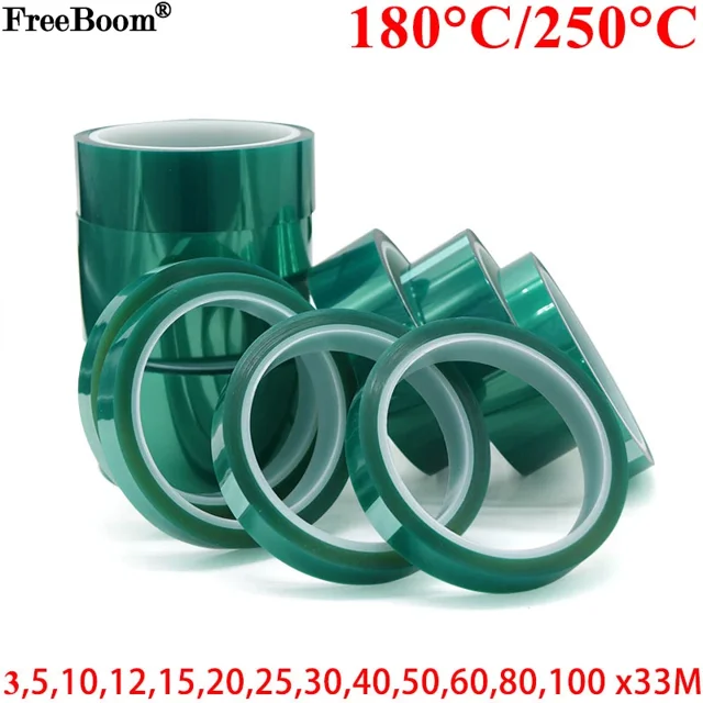 Cinta de película PET de 3 mm a 100 mm, color verde, resistente al calor y a altas temperaturas, para soldadura de PCB, revestimiento SMT, protección aislante, 13/5 unidades