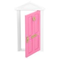 thumbnail image 3 of Mini Wooden Door, Vivid Details Bright Color 1:12 Doll House Fairy Door Birch Material  For Gifts For 1:12 Doll House Light Pink, 3 of 8