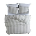 thumbnail image 2 of Benjara 3 Piece King Comforter Set with Vertical Stripes Pattern, White and Brown, 2 of 5