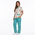 thumbnail image 4 of Yspwyqan Dog Paw Scrubs for Women Set, 2 Piece V-Neck Short Sleeve Scrub Top & Straight Leg Cargo Pants, Stretchy Breathable Nurse Unforms with 6 Pockets for Pet Grooming, Size S, 4 of 7