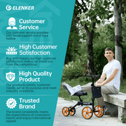 Elenker Steerable Knee Scooter with 10 Front Wheels, Foldable Knee Walker for Foot Injuries Crutches Alternative Black