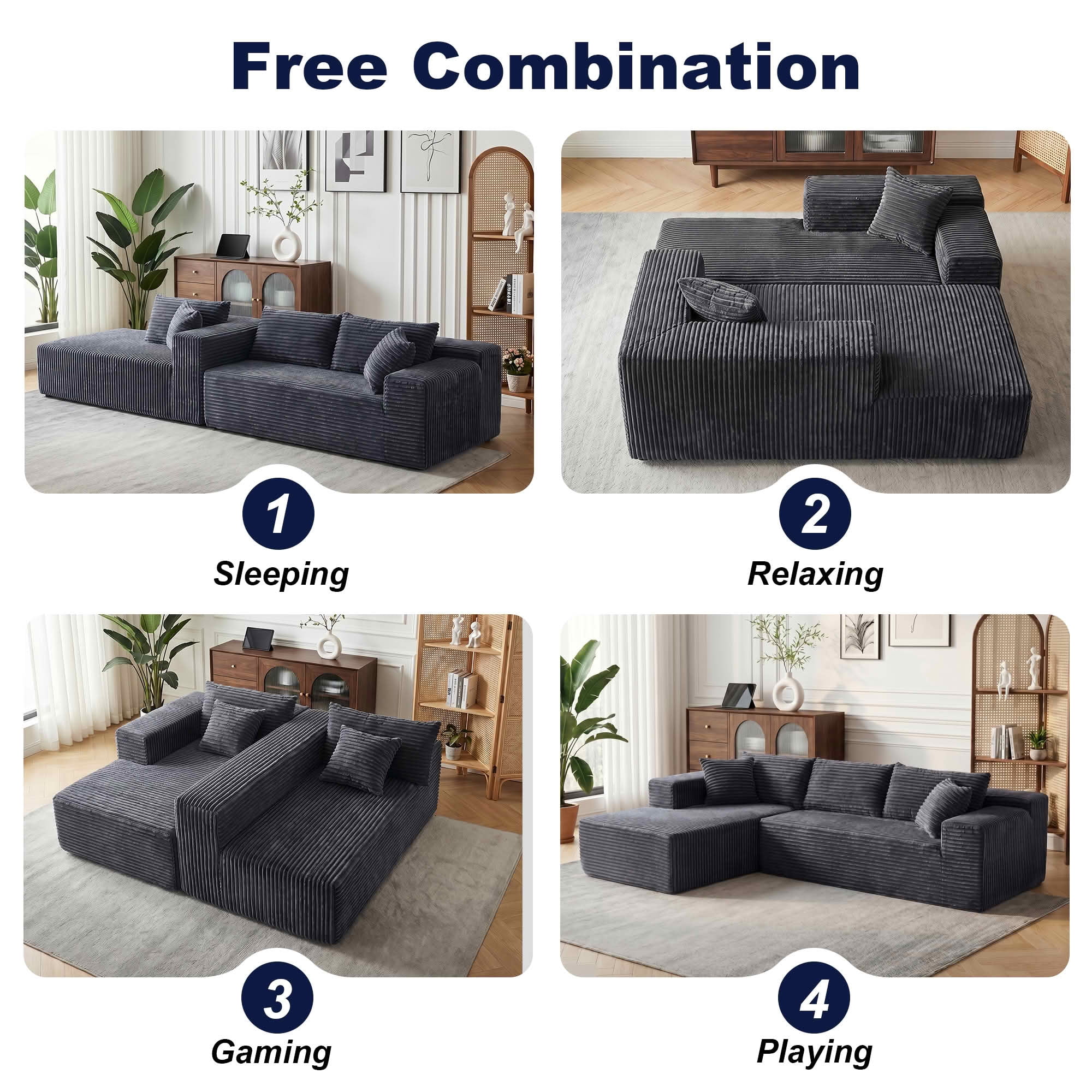 MAYEERTY 104" Cloud Sectional Couch with L-Shape Chaise, Modern Modular Sofa with Deep Seat, Upholstered Couches with Back Cushion for Living Room Bedroom, No Assembly Required