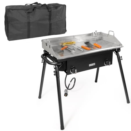 XtremepowerUS 9PC Outdoor Camping Propane Griddle Stove Set 20PSI Regulator Flat Griddle Pan