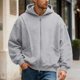 thumbnail image 1 of MHFRRA Sudadera con Capucha de Color Liso para Hombre, Talla Grande, Informal, Deportiva, A La Moda, para Otoño/Invierno Gris claro, 1 of 4