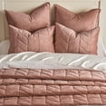 thumbnail image 3 of EVERGRACE 3 Pieces Luxurious Queen Velvet Quilts, Ultra Soft Lightweight Velvet Comforter Set, Matelasse Oversized Bedspread Coverlet for All Season with 2 Shams, Terracotta Clay, 92''x96'', 3 of 7