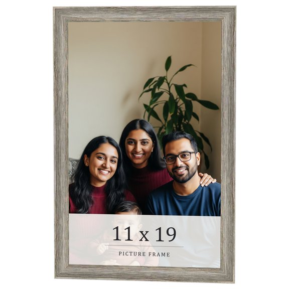 11x19 Frame Grey Solid Wood Picture Frame Width 1 Inches | Interior Frame Depth 0.5 Inches |