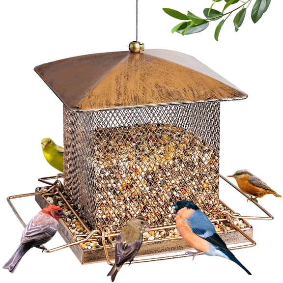 IWNTWY Metal Wild Bird Feeder,  Heavy Duty 3.5LB Capacity for Outdoor Hanging in Garden, Yard