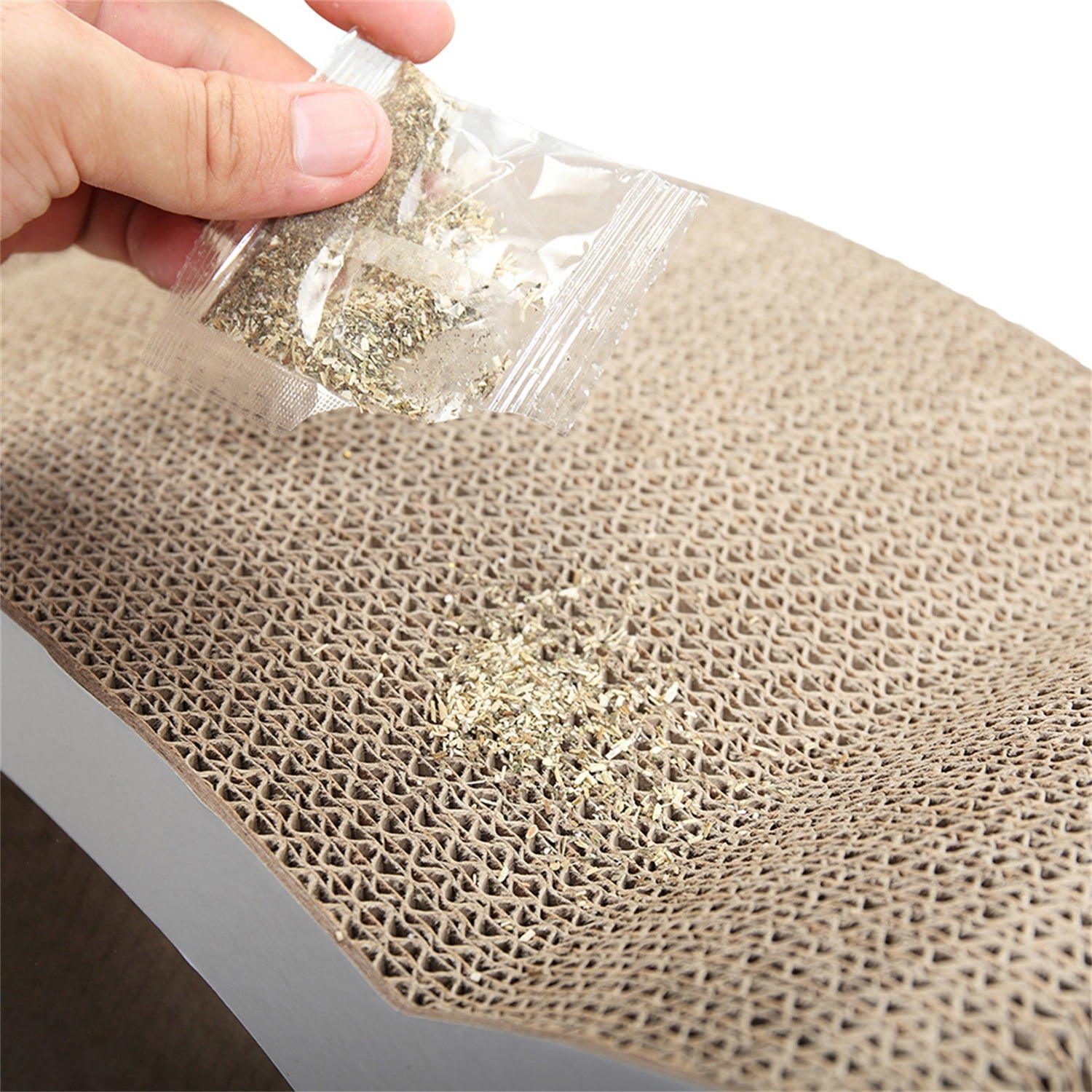 Pefilos 18" Cat Scratcher Lounge, Cat Scratching Post Cardboard for Indoor Cats, Scratch Pad with Catnip, Cat Bed Couch for House, Beige Pefilos 18" Cat Scratcher Lounge, Cat Scratching Post Cardboard for Indoor Cats, Scratch Pad with Catnip, Cat Bed Couch for House, Beige