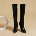 thumbnail image 3 of Dakaela Stiletto High Heels Womens Knee High Boots Pointy Toe Sexy Tall Boot Leather Dressy Slip on Booties, 3 of 8