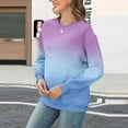 thumbnail image 4 of Makaor Sweatshirt Women Crew Neck Tops Fleece Long Sleeve Pullover Gradient Casual Fall Clothes Purple M, 4 of 5