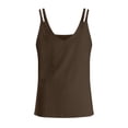 thumbnail image 6 of vigerkar Womens V Neck Spaghetti Strap Tank Tops Dressy Casual Camisole Blouses Sleeveless Loose Cami Basic Tank Shirt (Coffee, S), 6 of 8