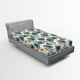 thumbnail image 2 of Ambesonne Tropical Fitted Sheet, Exotic Watercolor Foliage, Twin XL Size, Hunter Green Teal and Blue, 2 of 5