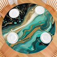 thumbnail image 2 of Teal Marble Gold Line Pattern Round Fitted Tablecloth with Elastic Edge,Dining Table Cover Waterproof,Outdoor Round Tablecloth for Camping,Dining,Indoor and Outdoor, 2 of 7