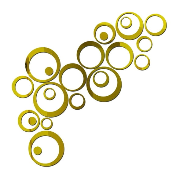 24-Pack Mirror Circle Wall Stickers - Self-Adhesive Reflective Wall Decals for Bedroom, Living Room, Office Decor, DIY Home Background Wall Art (Golden)