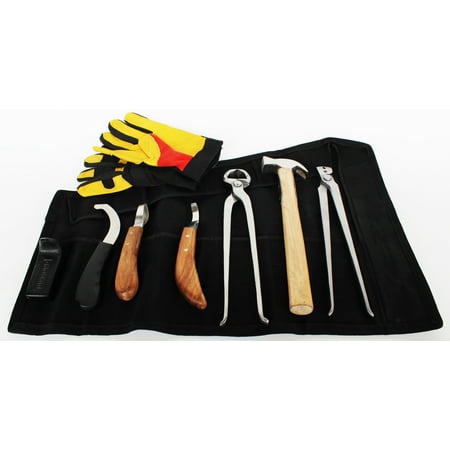 8 Piece Horse Shoe Farrier Hoof Grooming Tool Kit w/ Leather Carry Bag (Best Grooming Tools For Horses)