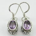 thumbnail image 2 of SilverStarJewel .925 Pure Silver Purple Oval Amethyst Art Earrings 1" Factory Direct Jewelry, 2 of 3
