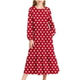 thumbnail image 2 of Zylanna Girls Long-Sleeve Tiered Maxi Dress, Pockets Design Soft Polka Dot Patterns Spring Fall Girls' Casual Dresses Red Size 6, 2 of 6