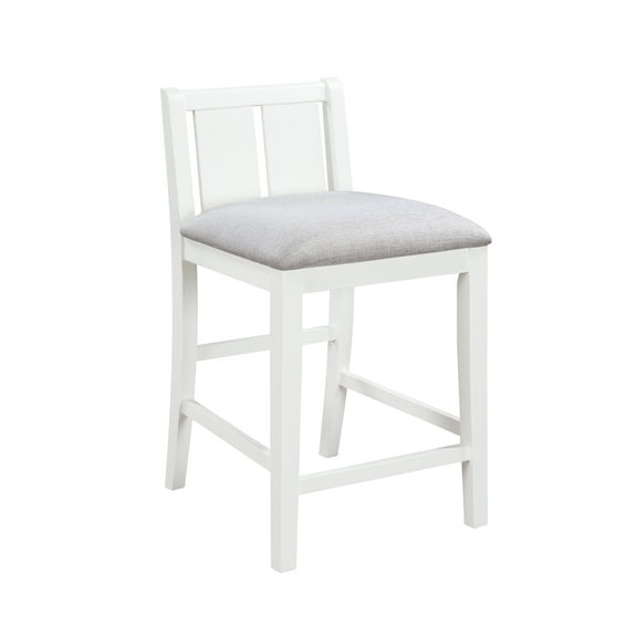 Graham Set of 2 White Finish Upholstered Seat 20" Counter Height Chairs with Rubber Wood Frame & Footrest - Stylish & Comfortable for Kitchen & Dining