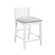 Graham Set of 2 White Finish Upholstered Seat 20" Counter Height Chairs with Rubber Wood Frame & Footrest - Stylish & Comfortable for Kitchen & Dining
