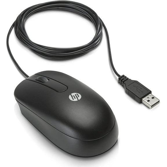 Pre-Owned HP Black Wired USB Mouse 2-Button with Scroll Wheel - 672652-001
