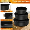 thumbnail image 2 of HaWare 3 Size Nonstick Round Cake Pan Set, Stainless Steel Core, 6" 8" 9.5 inch Cheesecake Pan, Wedding Cake, Non-Toxic, 2 of 7