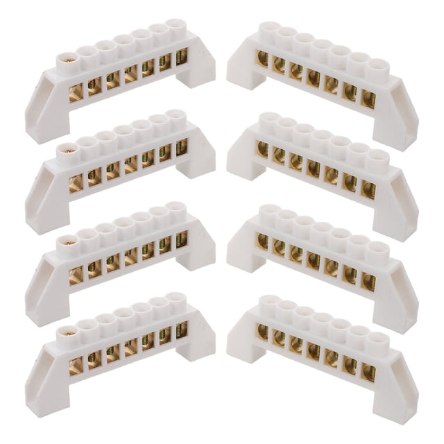 Luxshiny 8Pcs Wire Grounding Block White Plastic Copper For Power Loss Reduction In Electric Box