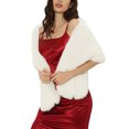 thumbnail image 4 of INSPIRE CHIC Women's Elegant Cape Shoulder Faux Fur Wedding Party Shawl M White, 4 of 6