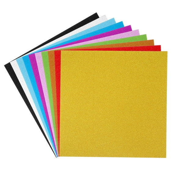 Uxcell 12x12" Glitters Cardstock Set, 10Sheets No-Shed Shimmer Paper, Multicolored