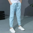 thumbnail image 4 of Babcutegg Kid Boys Pants High Waist Back to School Wear Side Pockets Kids Outfit Light Blue Size 4, 4 of 8